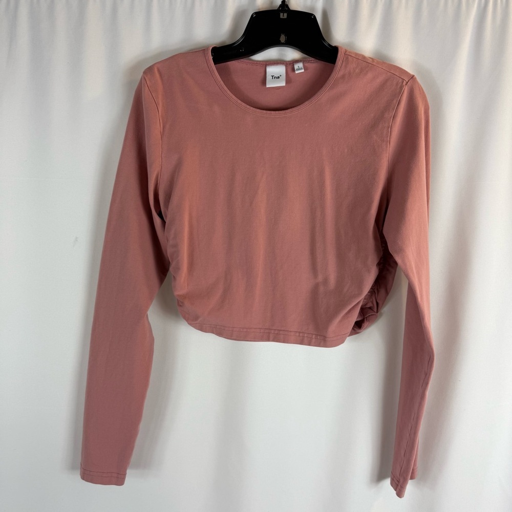 TNA Aritzia Dusty Rose Long Sleeve crop Top size: L